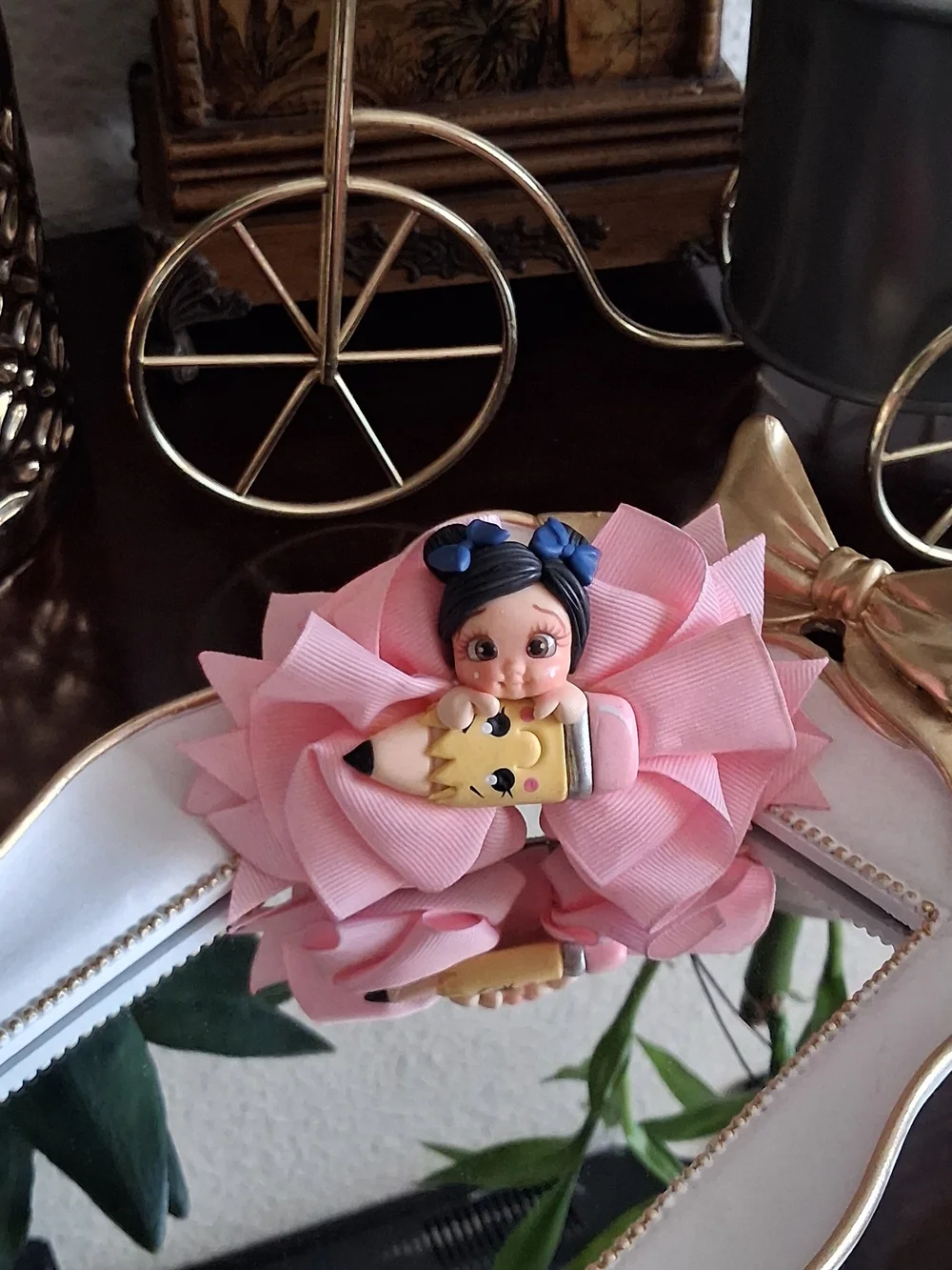 Pink , Light Pink ,White ,navy Blue Girls' Hair Bow Clip - Kids Accessories